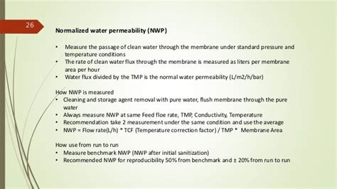 normalized water permeability test|nwp calculator tff.